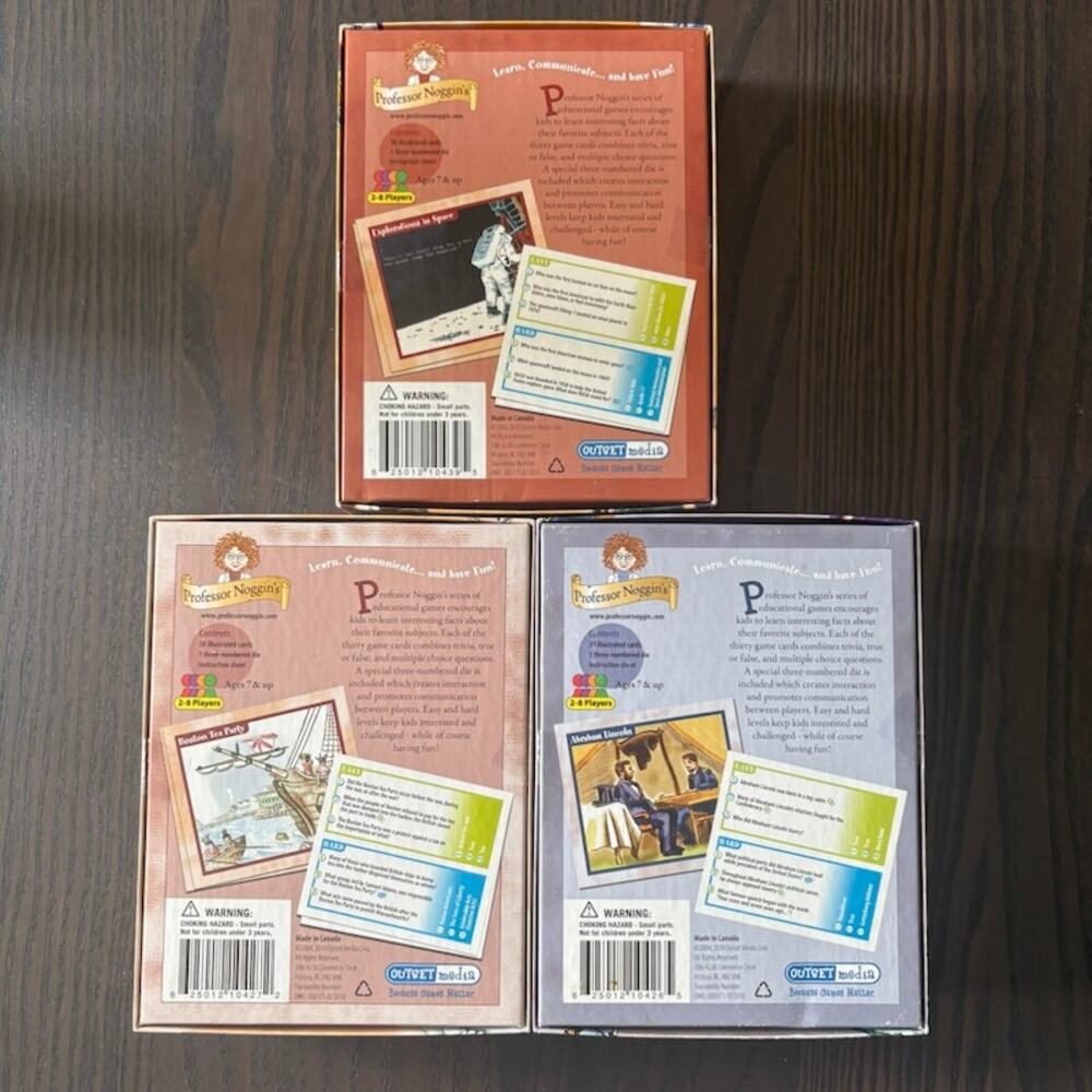 Professor Noggin's Card Game Homeschool Teacher History Bundle Lot of 3 Complete - Picture 2 of 6